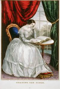 "Reading the Bible," Currier & Ives (Library of Congress)