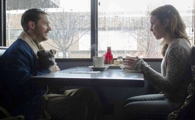 Tom Hardy, faithful dog, and Noomi Rapace in 'The Drop' (Fox Searchlight Pictures)