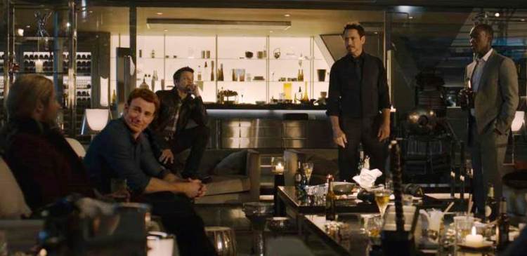 The Avengers, in a moment of friendly contemplation, sans outfits (Marvel Studios)
